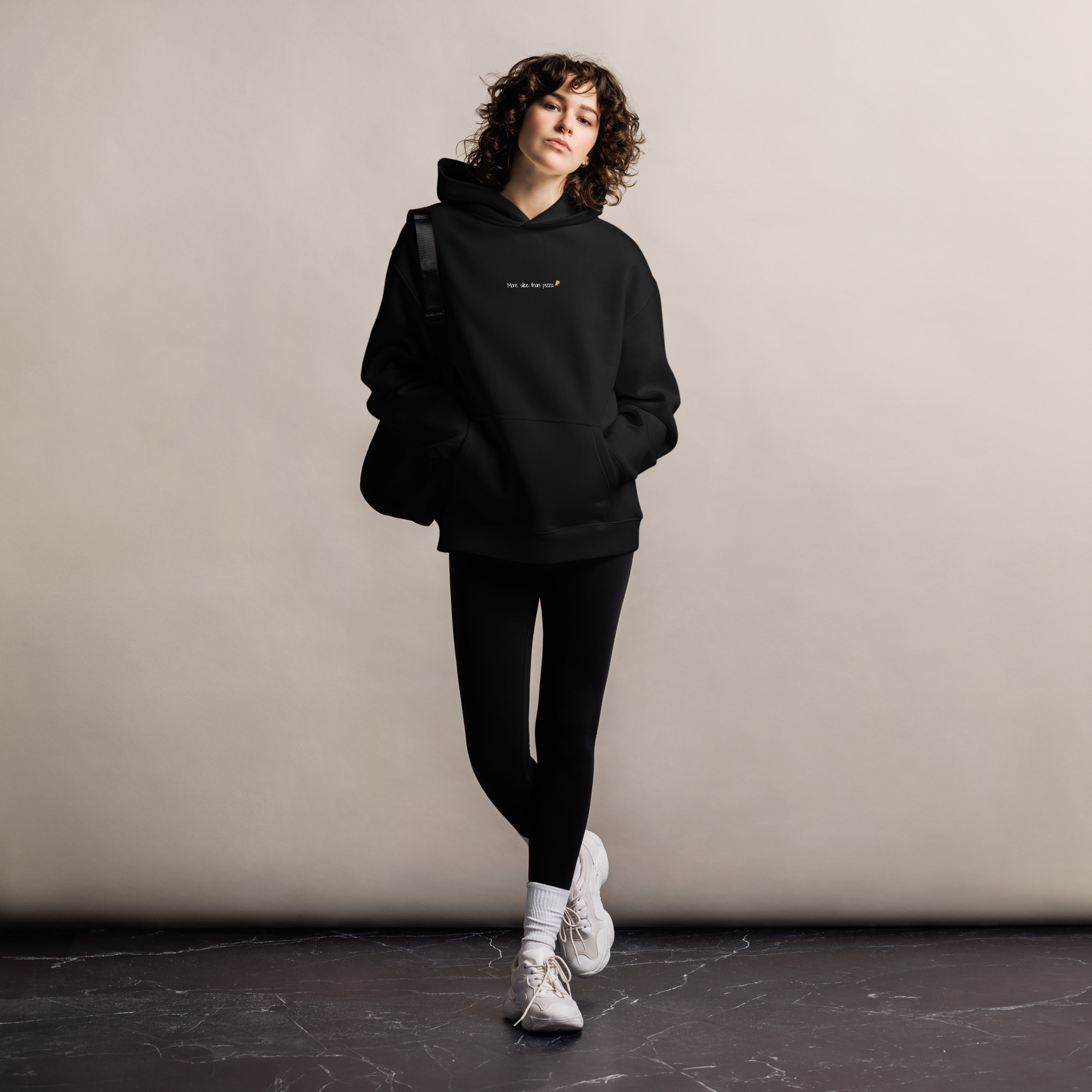 More slice - Woman's Oversized Hoodie (charcoal black) - Image 3